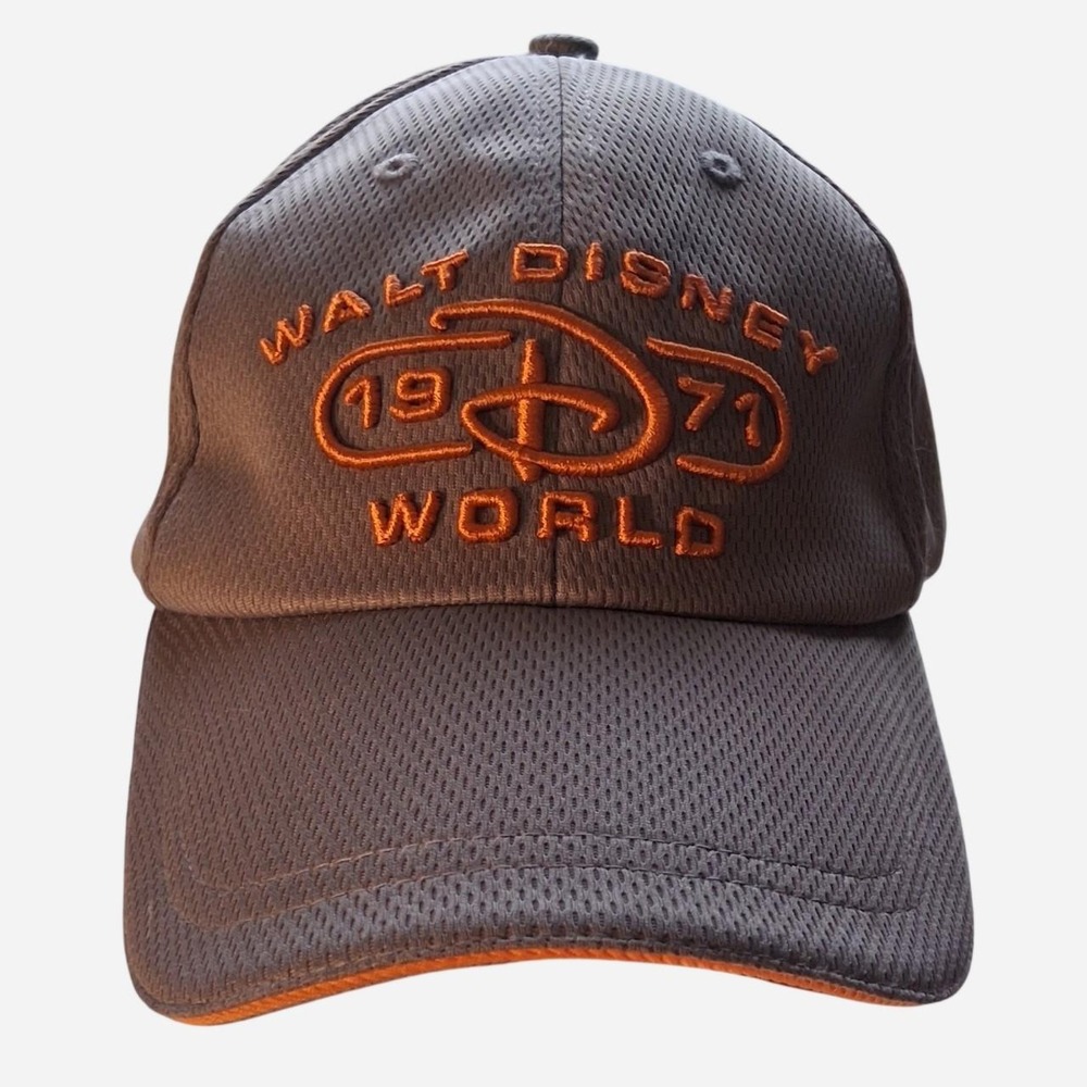 Disney World 1971 logo hat orange & gray baseball cap with embroidered